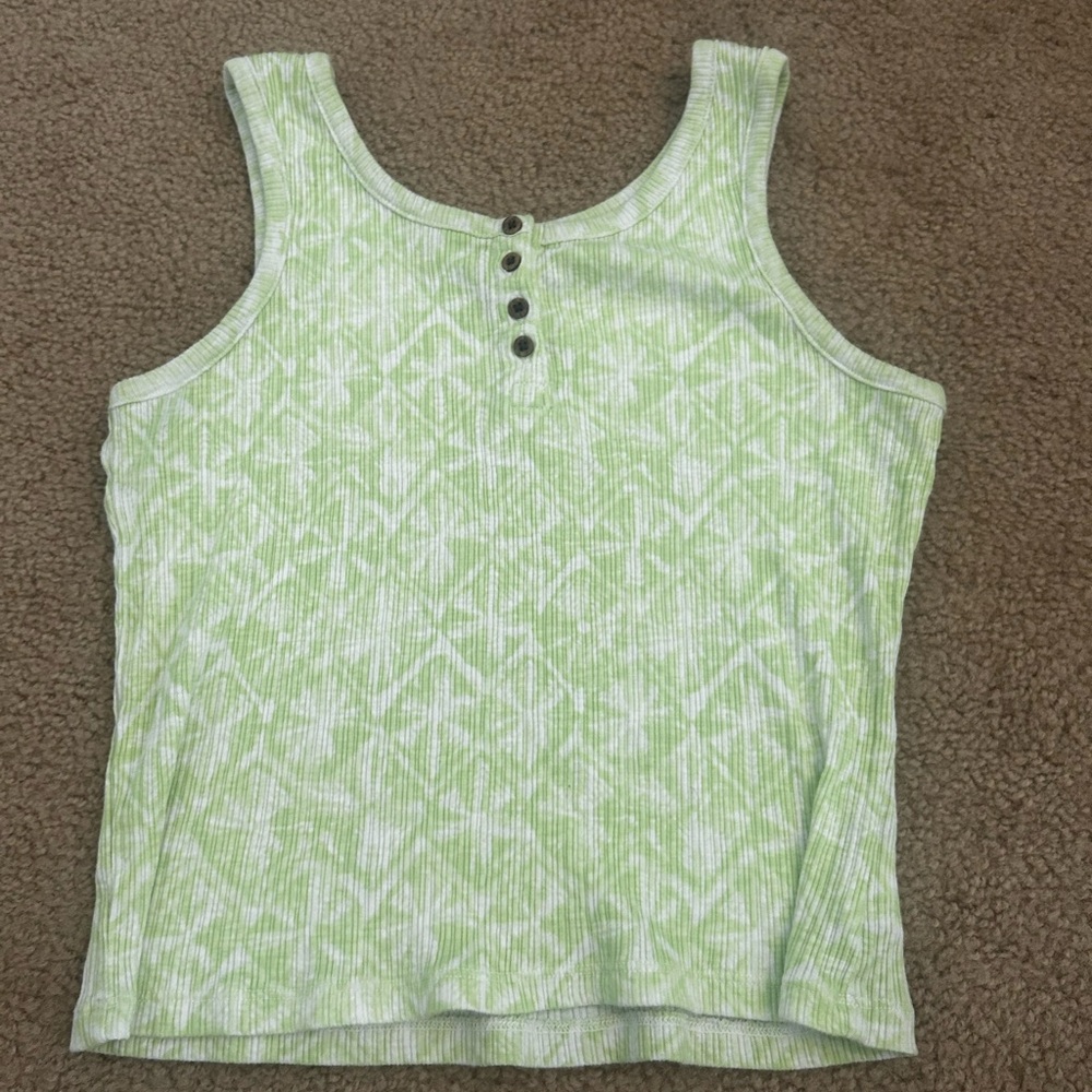 Old navy girls (14-16) XL ribbed tank top, green/white print